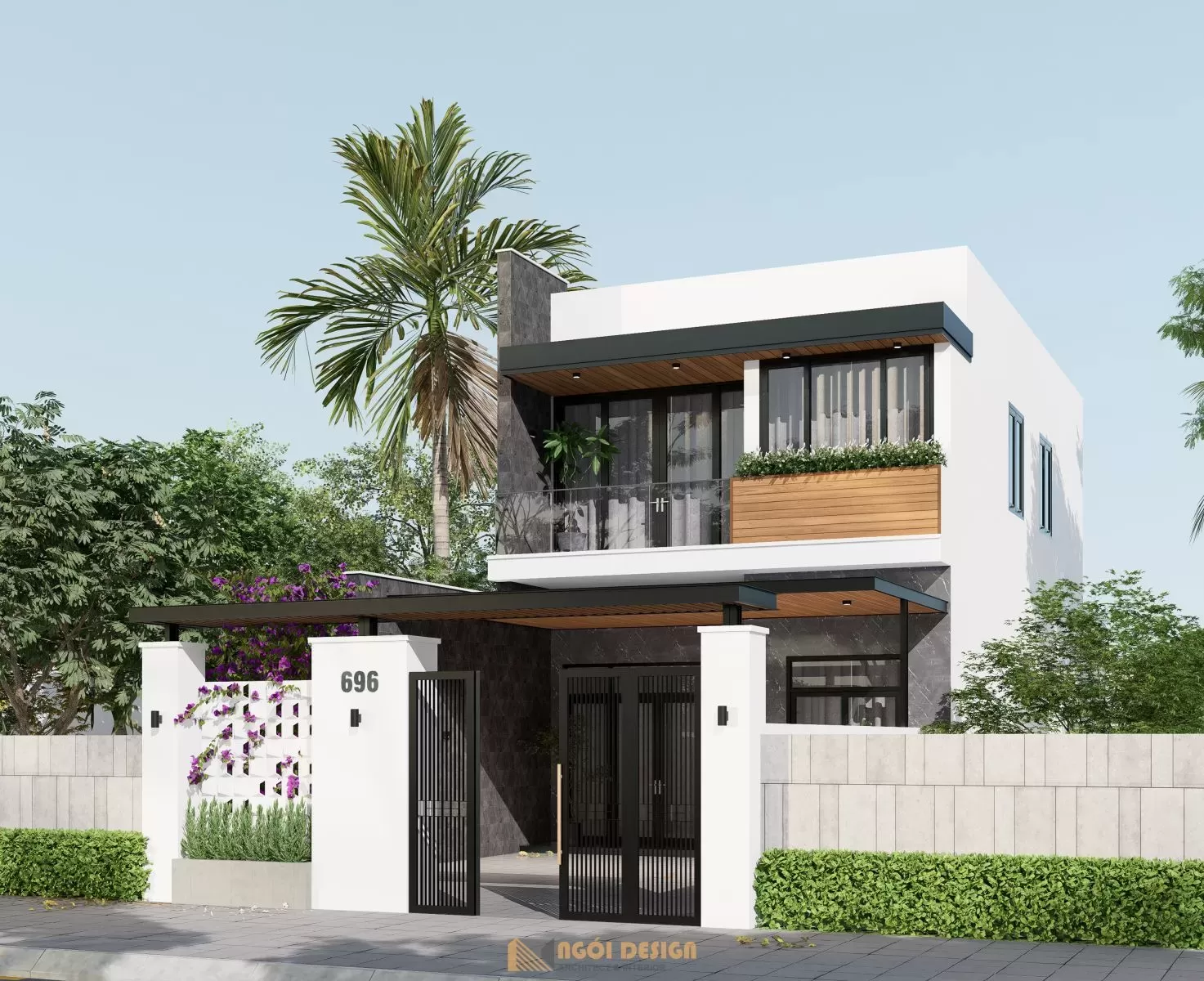 Ngôi nhà bao quanh là sắc xanh của thiên nhiên.